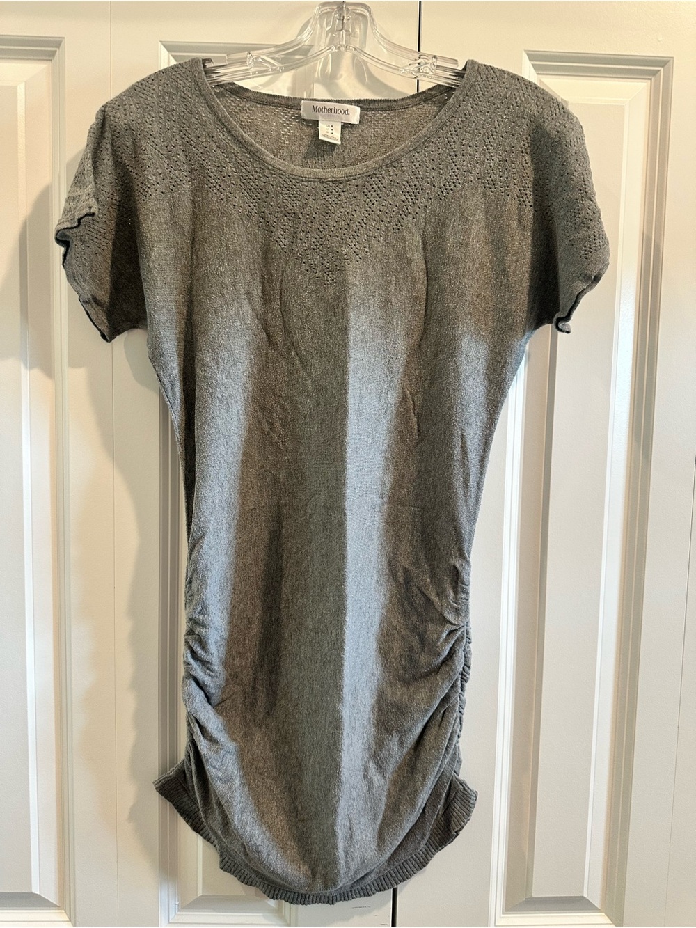 Motherhood Maternity Heather Gray Short-Sleeve Ruched Top